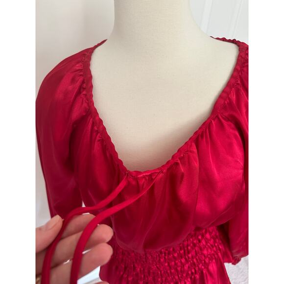 Vintage red Allison Taylor top with ruching, size medium - Picture 3 of 8